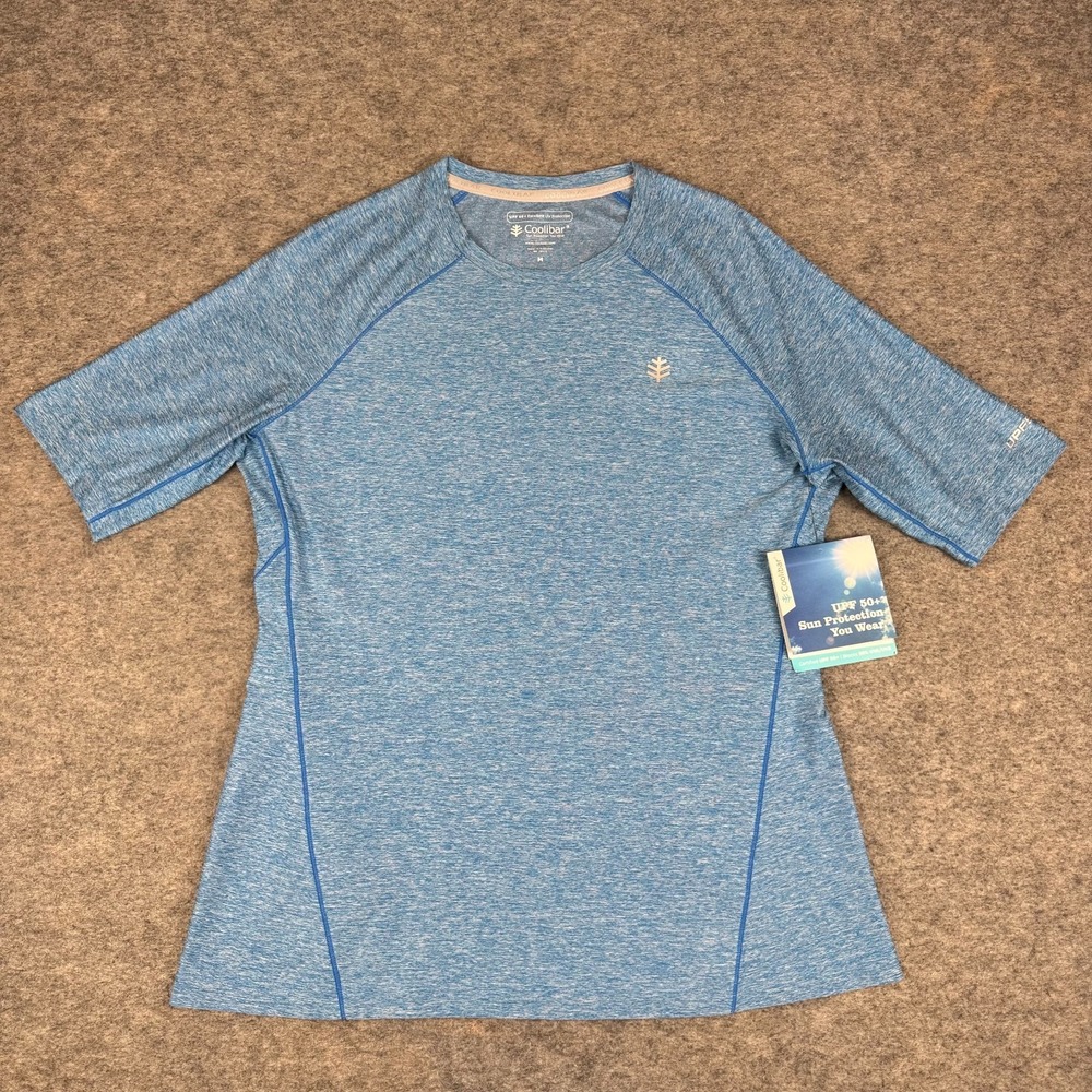 Coolibar Fitness Tee Shirt UPF 50+ Polyester Stretch Blue Womens Medium M